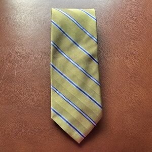 346 Brooks Brothers Diagonal Striped Green Blue Men’s Silk Tie